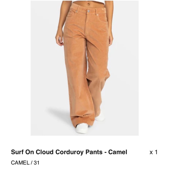Roxy NWT Surf on cloud corduroy stretch pants Size 31 Camel brown - Picture 1 of 16